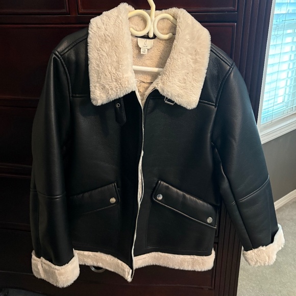 Joie Vegan Leather and Faux Fur Bomber Jacket - Picture 1 of 3